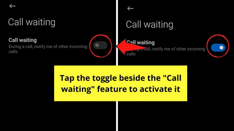   Puhelun asettaminen pitoon Androidissa aktivoimalla Koputustoiminto Vaihe 6
