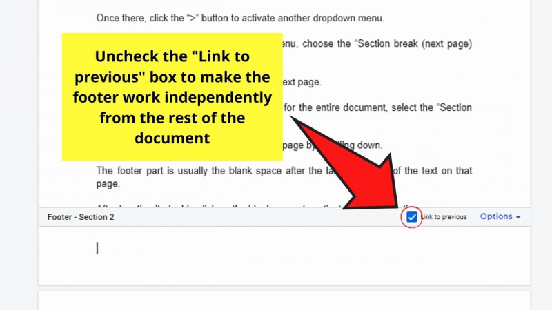   Slik har du forskjellige bunntekster i Google Docs Trinn 7.1