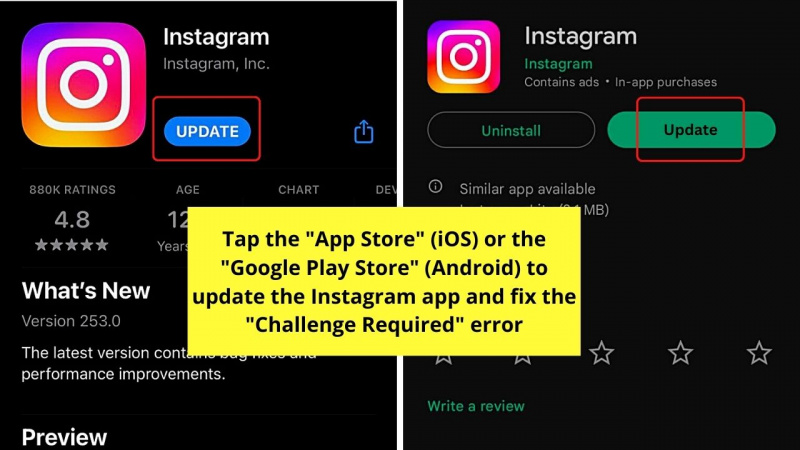   Programos atnaujinimas, kad būtų išspręsta būtina klaida Instagram